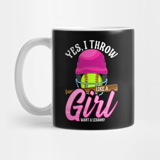 Funny Yes, I Throw Like a Girl Want a Lesson? Mug